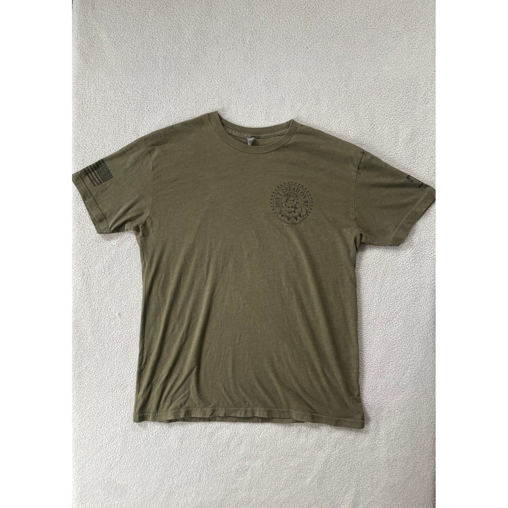 Dion Wear Mens Large T-Shirt Army Olive Green Dont Tread On Me 1776 Graphic Tee